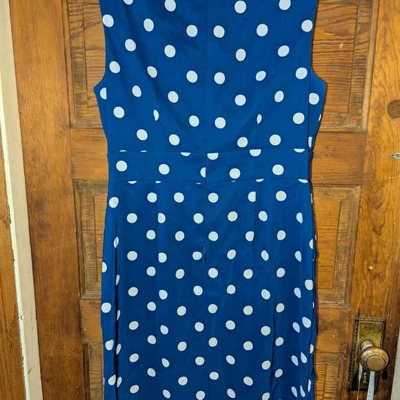 Connected Apparel Blue Sleeveless Sheath Dress Midi - Picture 4 of 7